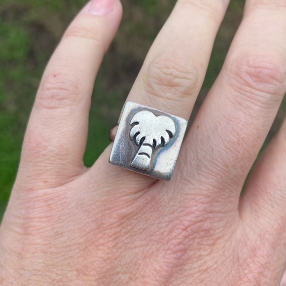 Sterling silver Palm Tree ring size 6 - Picture 2 of 5